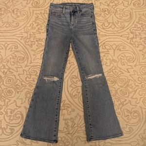 Women's American Eagle Super High Rise Flare Jeans Size 0 Short